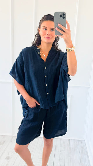 Sweet Simplicity Italian Top- Navy