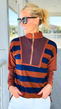 Varsity Lines Top-110 Long Sleeve Tops-Umgee-Coastal Bloom Boutique, find the trendiest versions of the popular styles and looks Located in Indialantic, FL