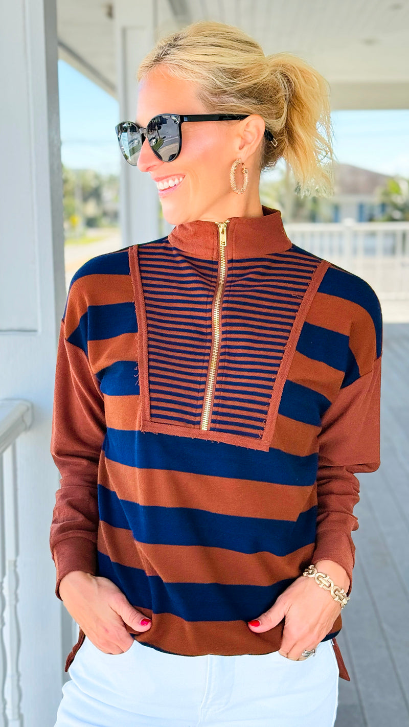 Varsity Lines Top-110 Long Sleeve Tops-Umgee-Coastal Bloom Boutique, find the trendiest versions of the popular styles and looks Located in Indialantic, FL
