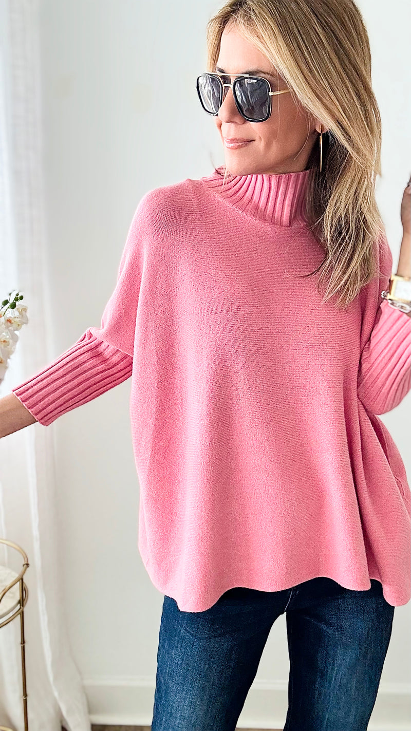 Break Free Relaxed Italian Sweater - Rose Pink-140 Sweaters-Germany-Coastal Bloom Boutique, find the trendiest versions of the popular styles and looks Located in Indialantic, FL
