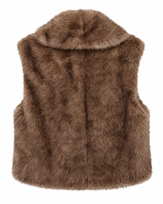 Plush Open Front Vest - Khaki
