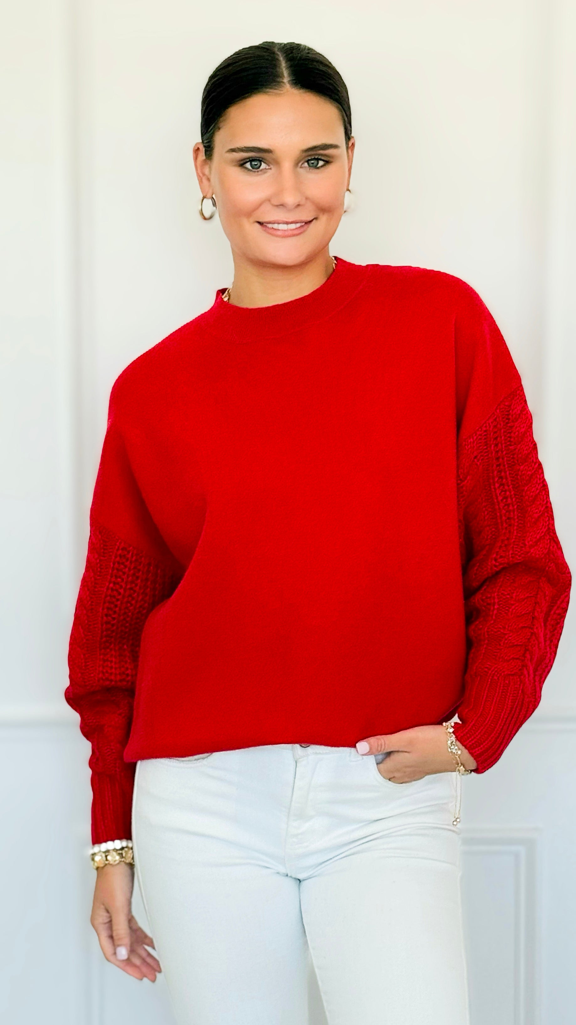 Fireside Sonata Sweater - Ruby-140 Sweaters-Zenana-Coastal Bloom Boutique, find the trendiest versions of the popular styles and looks Located in Indialantic, FL