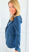 Hooded Style Italian Zip Blazer-160 Jackets-V SKY-Coastal Bloom Boutique, find the trendiest versions of the popular styles and looks Located in Indialantic, FL
