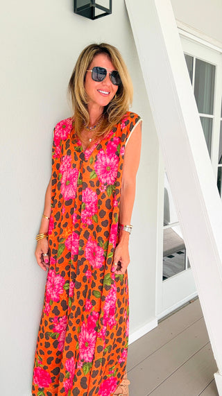 Fierce in Florals Italian Lurex Dress