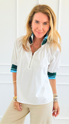 Varsity Edge Puff Sleeve Top-110 short Sleeve Top-VOY-Coastal Bloom Boutique, find the trendiest versions of the popular styles and looks Located in Indialantic, FL