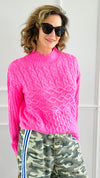 Playful Texture Knit Sweater-140 Sweaters-ROUSSEAU-Coastal Bloom Boutique, find the trendiest versions of the popular styles and looks Located in Indialantic, FL
