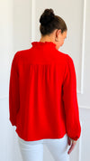 Victorian Muse Ruffle Top - Tomato Red-130 Long Sleeve Tops-JODIFL-Coastal Bloom Boutique, find the trendiest versions of the popular styles and looks Located in Indialantic, FL