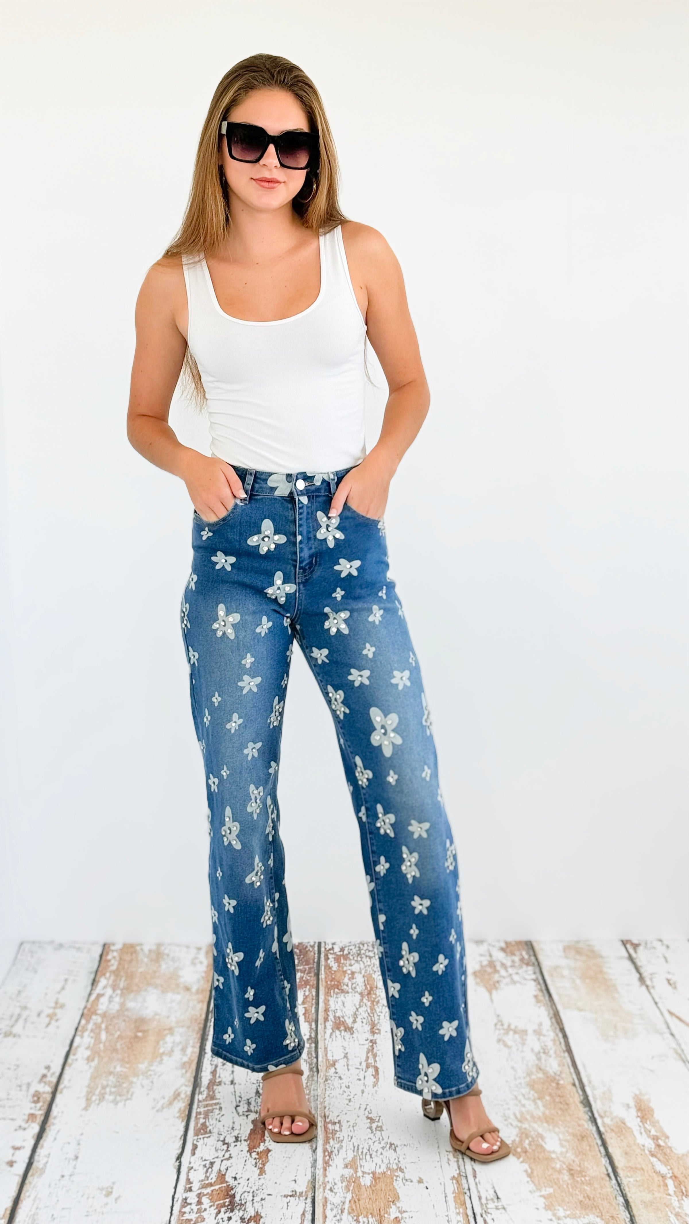 Daisy Delight High-Rise Jeans-170 Bottoms-MUY MUY FANCY-Coastal Bloom Boutique, find the trendiest versions of the popular styles and looks Located in Indialantic, FL