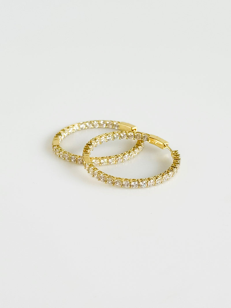 Double Vision 1.5" 3MM Eternity Hoop Earrings-230 Jewelry-NYC-Coastal Bloom Boutique, find the trendiest versions of the popular styles and looks Located in Indialantic, FL