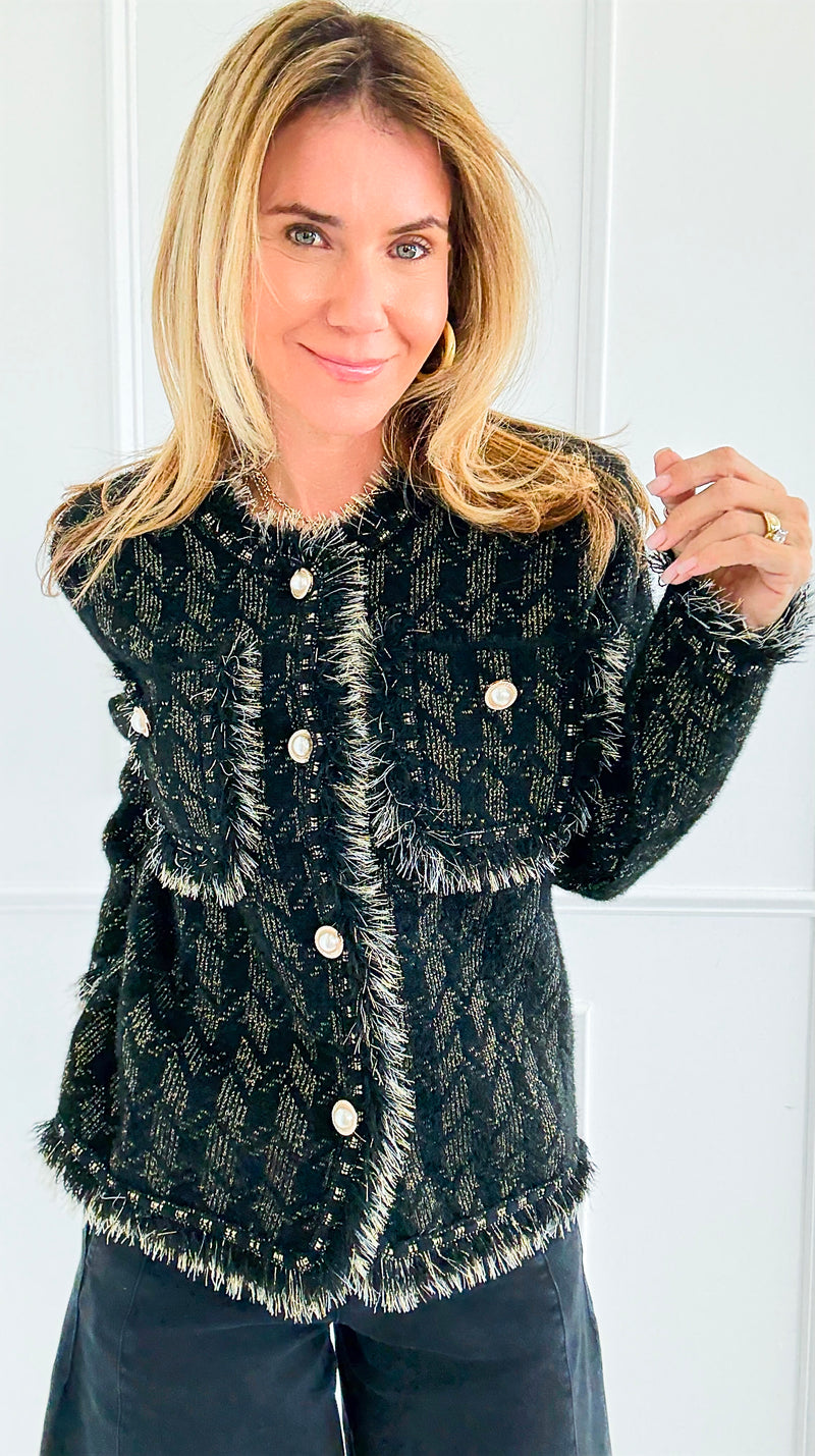 Radiance Edge Italian Jacket- Black-150 Cardigans/Layers-Italianissimo-Coastal Bloom Boutique, find the trendiest versions of the popular styles and looks Located in Indialantic, FL