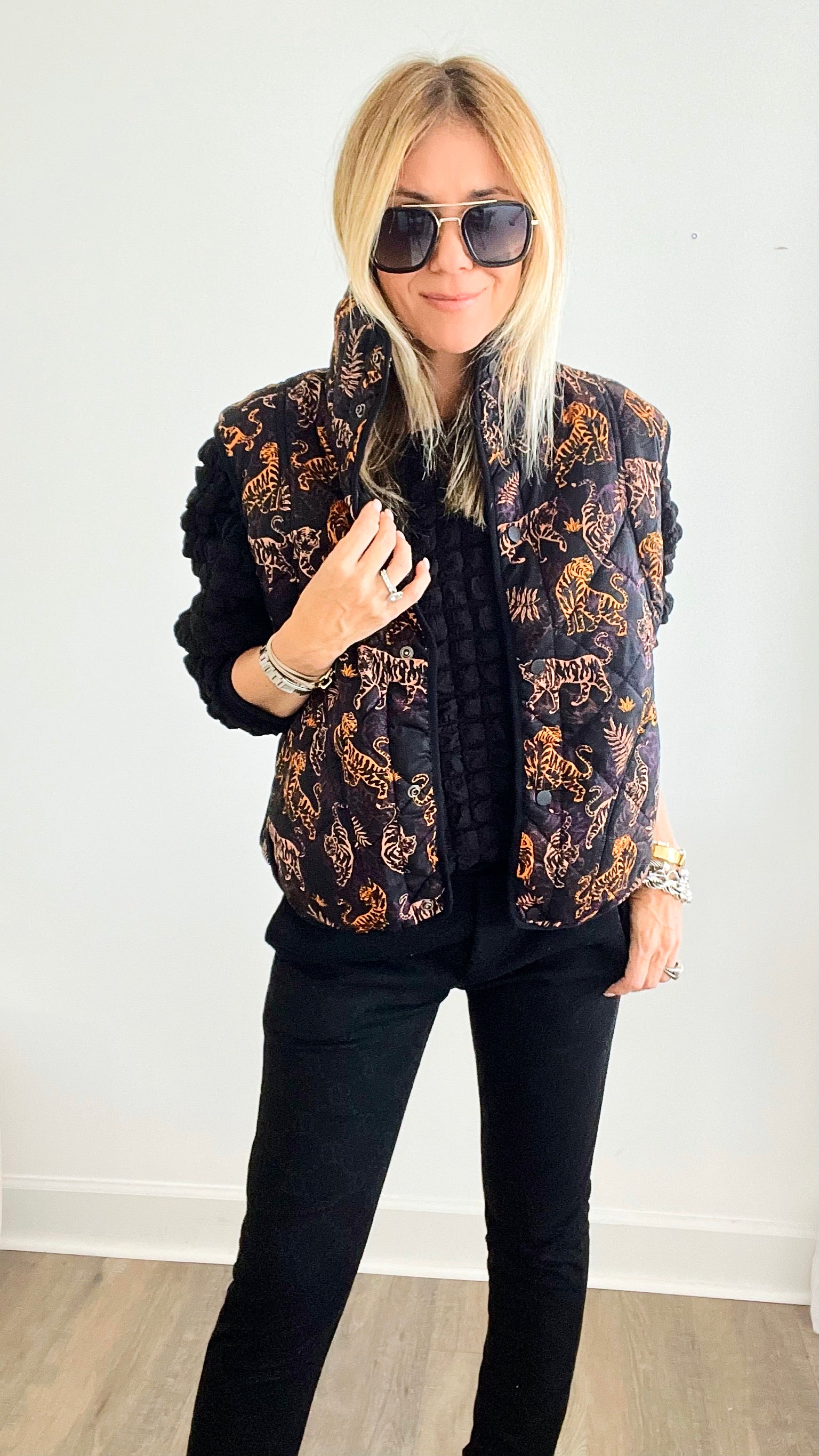 Wild Quilted Vest - Black-160 Jackets-BIBI-Coastal Bloom Boutique, find the trendiest versions of the popular styles and looks Located in Indialantic, FL