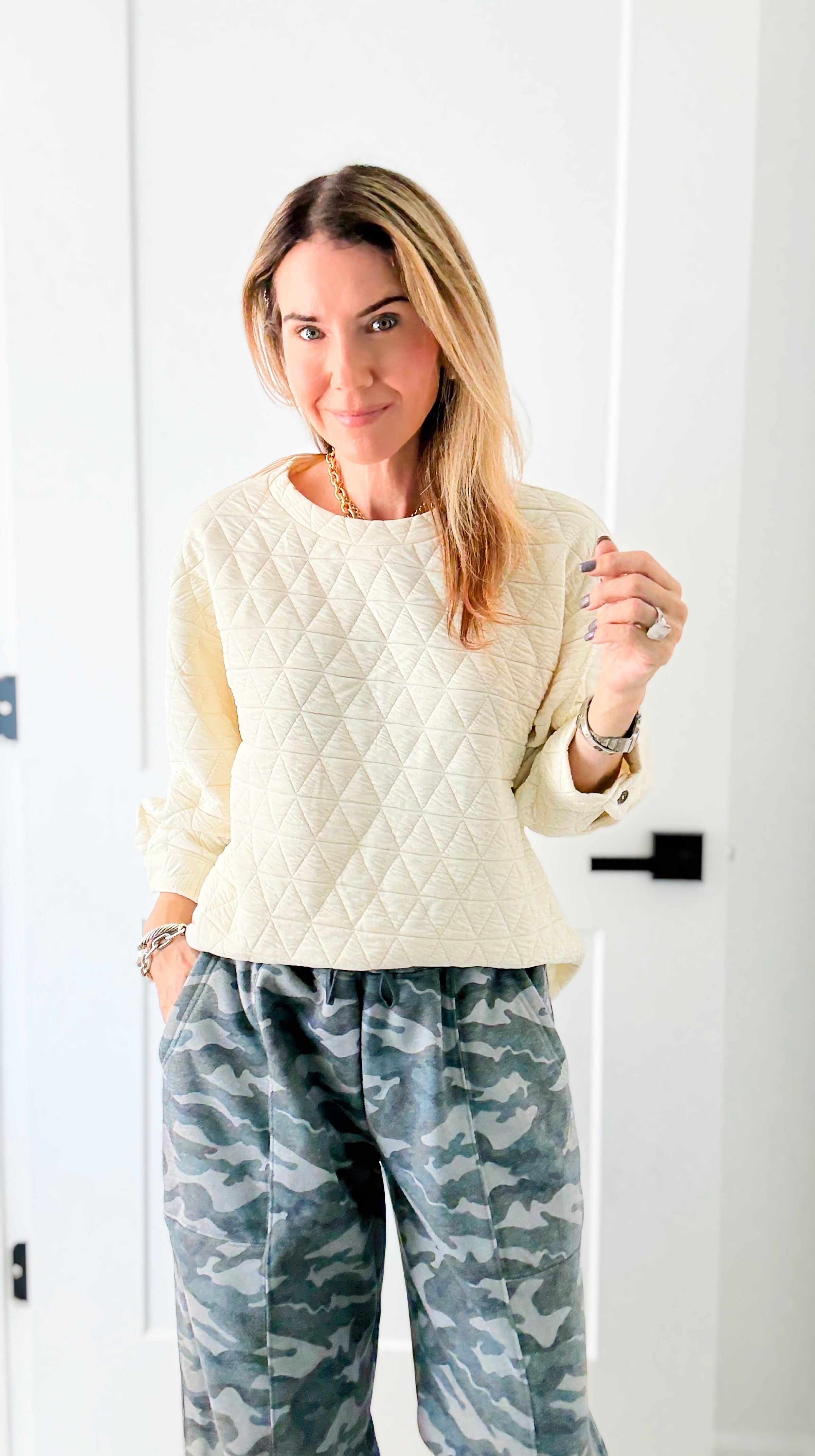 Quilted Ease Top-130 Long Sleeve Tops-JODIFL-Coastal Bloom Boutique, find the trendiest versions of the popular styles and looks Located in Indialantic, FL