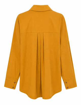 Oversized Button Front Top - Mustard