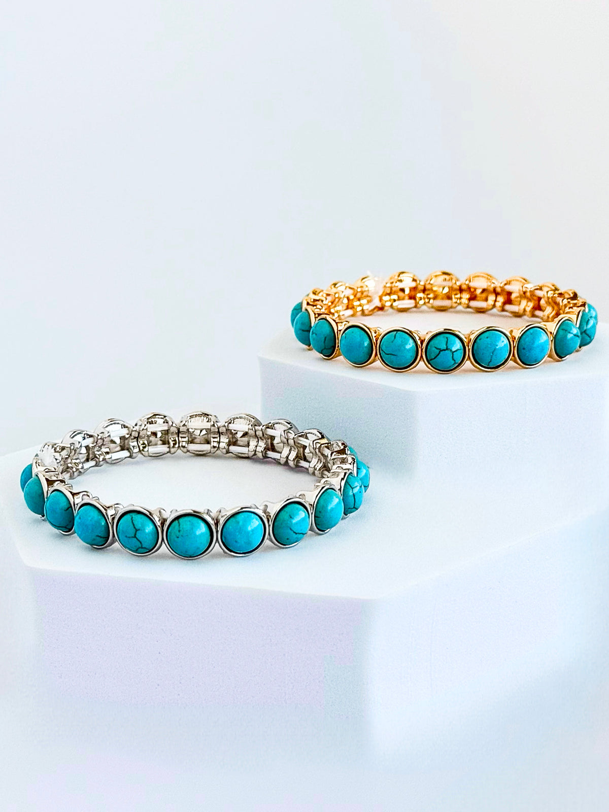 Coastal Glow Stretch Bracelet - Tuquoise-230 Jewelry-Impression-Coastal Bloom Boutique, find the trendiest versions of the popular styles and looks Located in Indialantic, FL