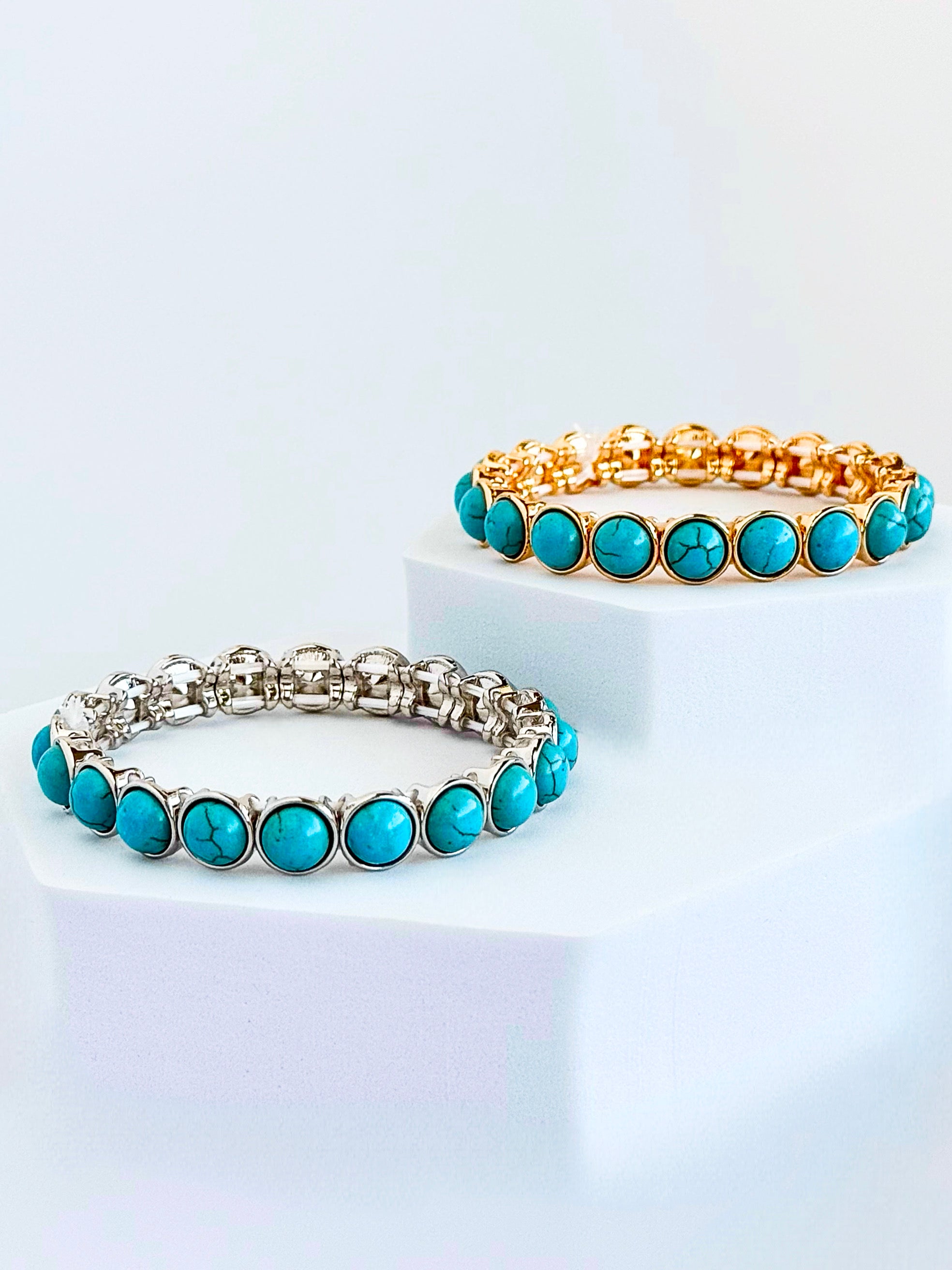 Coastal Glow Stretch Bracelet - Tuquoise-230 Jewelry-Impression-Coastal Bloom Boutique, find the trendiest versions of the popular styles and looks Located in Indialantic, FL