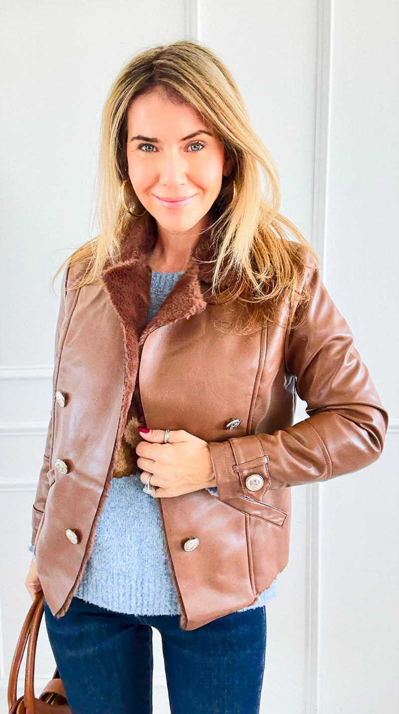 Moto Faux Leather Collar Jacket- Cognac-160 Jackets-IRIS-Coastal Bloom Boutique, find the trendiest versions of the popular styles and looks Located in Indialantic, FL