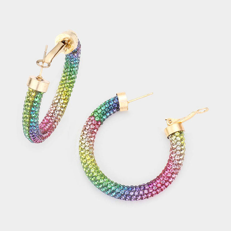 Velvet Twilight Crystal Hoops - Multicolor-230 Jewelry-NYW-Coastal Bloom Boutique, find the trendiest versions of the popular styles and looks Located in Indialantic, FL