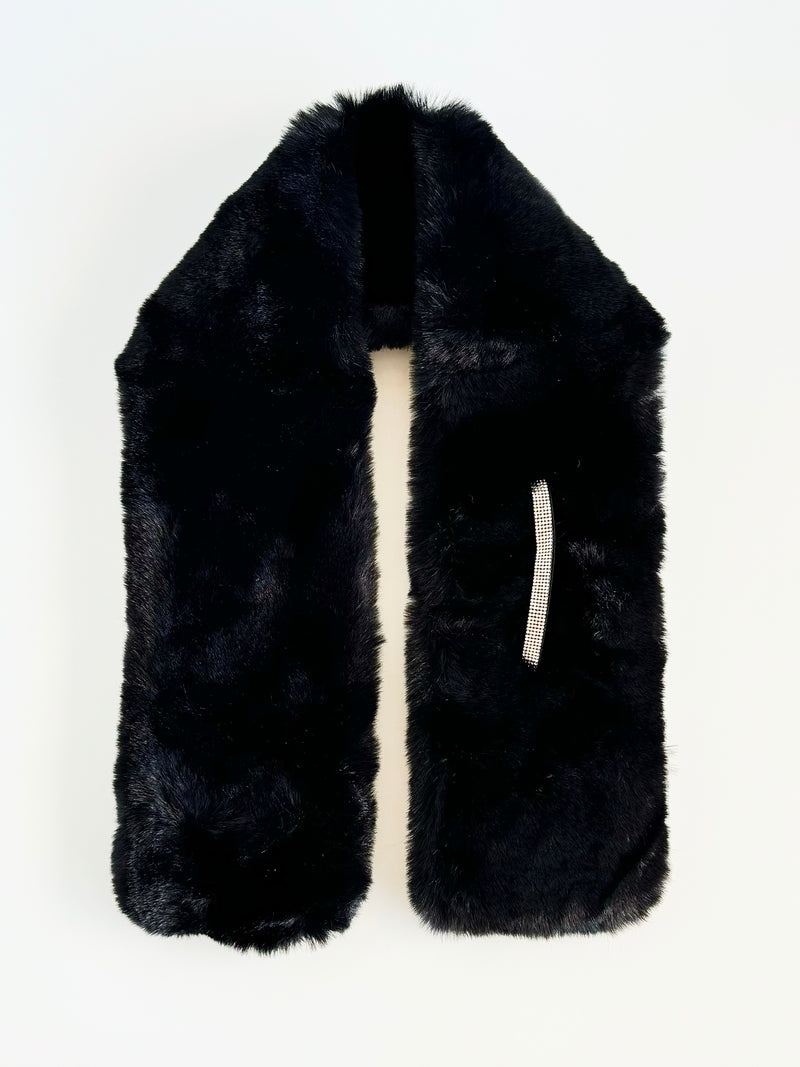 Faux Fur Bling Pull Through Scarf - Black-260 Other Accessories-NYW-Coastal Bloom Boutique, find the trendiest versions of the popular styles and looks Located in Indialantic, FL