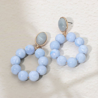 Marbled Hoop Earrings - Light Blue