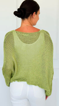 Coastal Breeze Knit Italian Cardigan - Pistachio-150 Cardigans/Layers-Italianissimo/TOSCANA-Coastal Bloom Boutique, find the trendiest versions of the popular styles and looks Located in Indialantic, FL