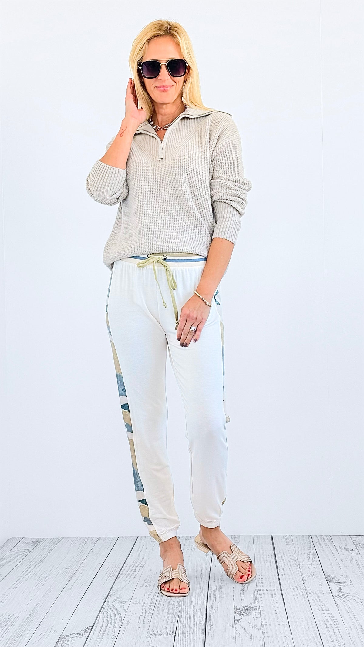 Camo Stripe Jogger Pants - Ivory Camo-170 Bottoms-mystree-Coastal Bloom Boutique, find the trendiest versions of the popular styles and looks Located in Indialantic, FL