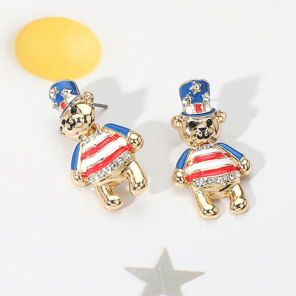 Patriotic Bear Stud Earrings-230 Jewelry-NYW-Coastal Bloom Boutique, find the trendiest versions of the popular styles and looks Located in Indialantic, FL