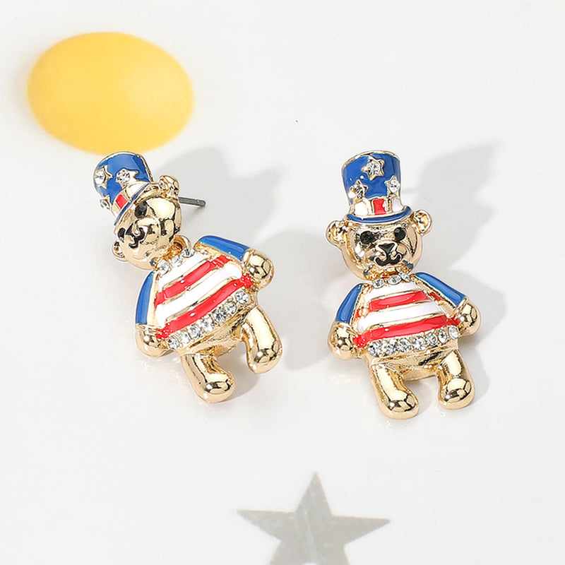 Patriotic Bear Stud Earrings-230 Jewelry-NYW-Coastal Bloom Boutique, find the trendiest versions of the popular styles and looks Located in Indialantic, FL