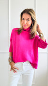 Break Free Italian Sweater Top - Fuchsia-140 Sweaters-Italianissimo-Coastal Bloom Boutique, find the trendiest versions of the popular styles and looks Located in Indialantic, FL