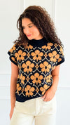 Flora Drama Knit Pullover-110 short Sleeve Top-ENTRO-Coastal Bloom Boutique, find the trendiest versions of the popular styles and looks Located in Indialantic, FL