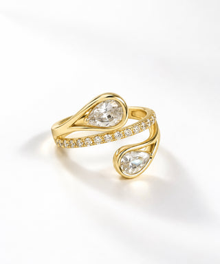 Sterling Silver Double Pearl Tip Ring