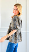 Leopard Babydoll Top-110 Short Sleeve Tops-Coastal Bloom-Coastal Bloom Boutique, find the trendiest versions of the popular styles and looks Located in Indialantic, FL