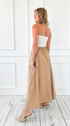 Monochrome Moment Strapless Dress - Ivory/Taupe-200 Dresses/Jumpsuits/Rompers-Blu Pepper-Coastal Bloom Boutique, find the trendiest versions of the popular styles and looks Located in Indialantic, FL