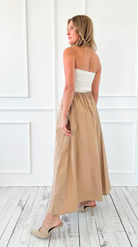 Monochrome Moment Strapless Dress - Ivory/Taupe-200 Dresses/Jumpsuits/Rompers-Blu Pepper-Coastal Bloom Boutique, find the trendiest versions of the popular styles and looks Located in Indialantic, FL