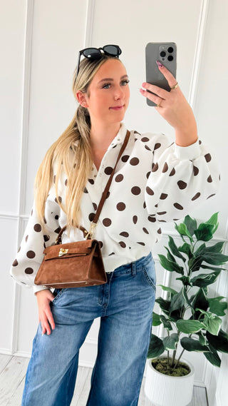 Polka Dot Snap Sweatshirt