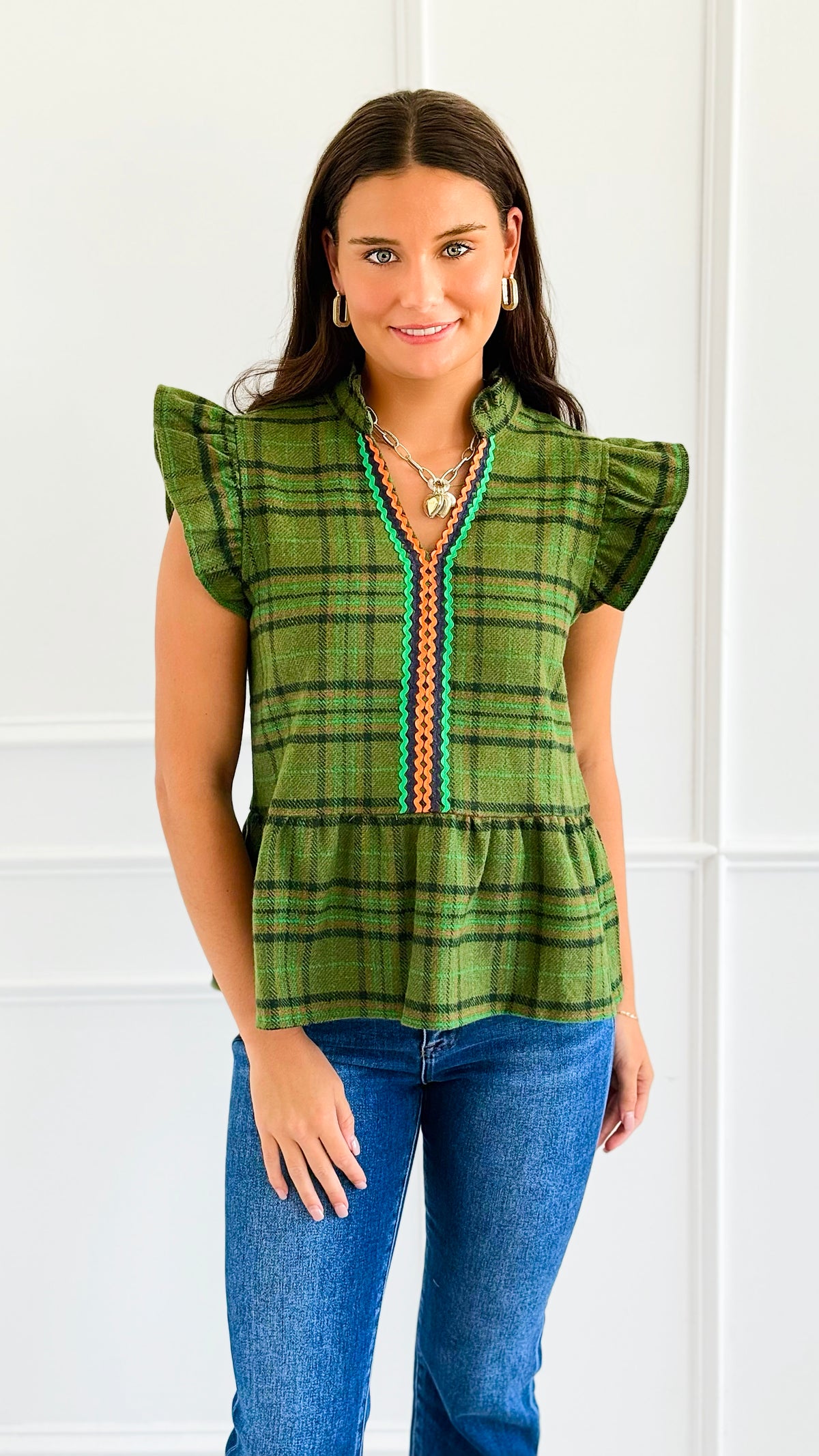 Ruffle Pop Peplum Top-110 Short Sleeve Tops-VOY-Coastal Bloom Boutique, find the trendiest versions of the popular styles and looks Located in Indialantic, FL