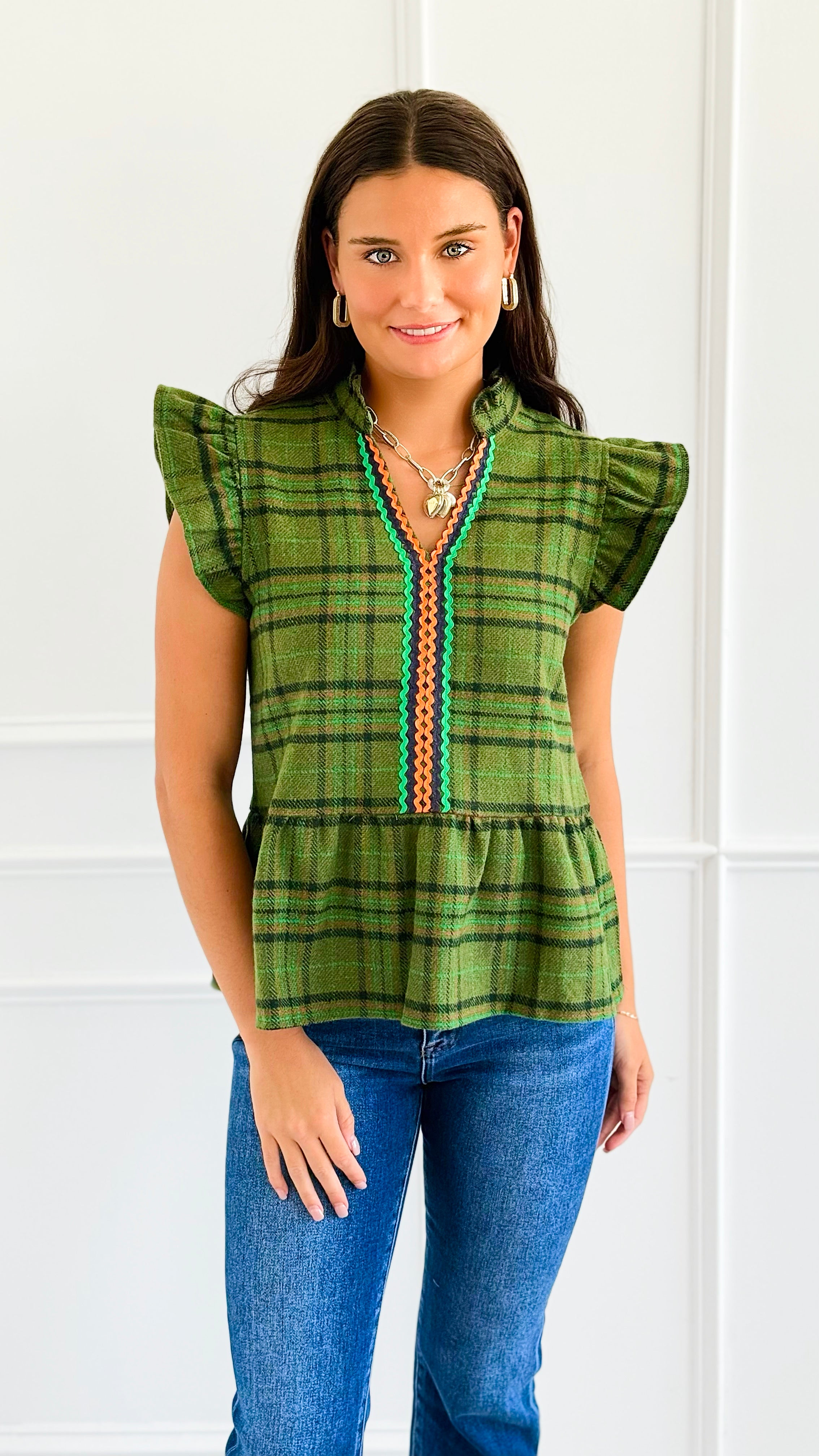 Ruffle Pop Peplum Top-110 Short Sleeve Tops-VOY-Coastal Bloom Boutique, find the trendiest versions of the popular styles and looks Located in Indialantic, FL
