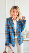 Plaid Power Blazer-160 Jackets-Rousseau-Coastal Bloom Boutique, find the trendiest versions of the popular styles and looks Located in Indialantic, FL