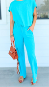 Elevated Relaxed Wide-Leg Pants - Turquoise-100 Pants-Rae Mode-Coastal Bloom Boutique, find the trendiest versions of the popular styles and looks Located in Indialantic, FL