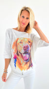 Painted Pup Short Sleeve Italian St Tropez Knit-140 Sweaters-Italianissimo-Coastal Bloom Boutique, find the trendiest versions of the popular styles and looks Located in Indialantic, FL