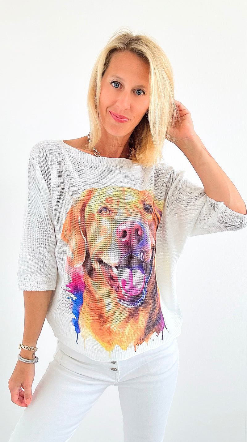 Painted Pup Short Sleeve Italian St Tropez Knit-140 Sweaters-Italianissimo-Coastal Bloom Boutique, find the trendiest versions of the popular styles and looks Located in Indialantic, FL
