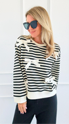 Tied & True Striped Top-130 Long Sleeve Tops-JODIFL-Coastal Bloom Boutique, find the trendiest versions of the popular styles and looks Located in Indialantic, FL