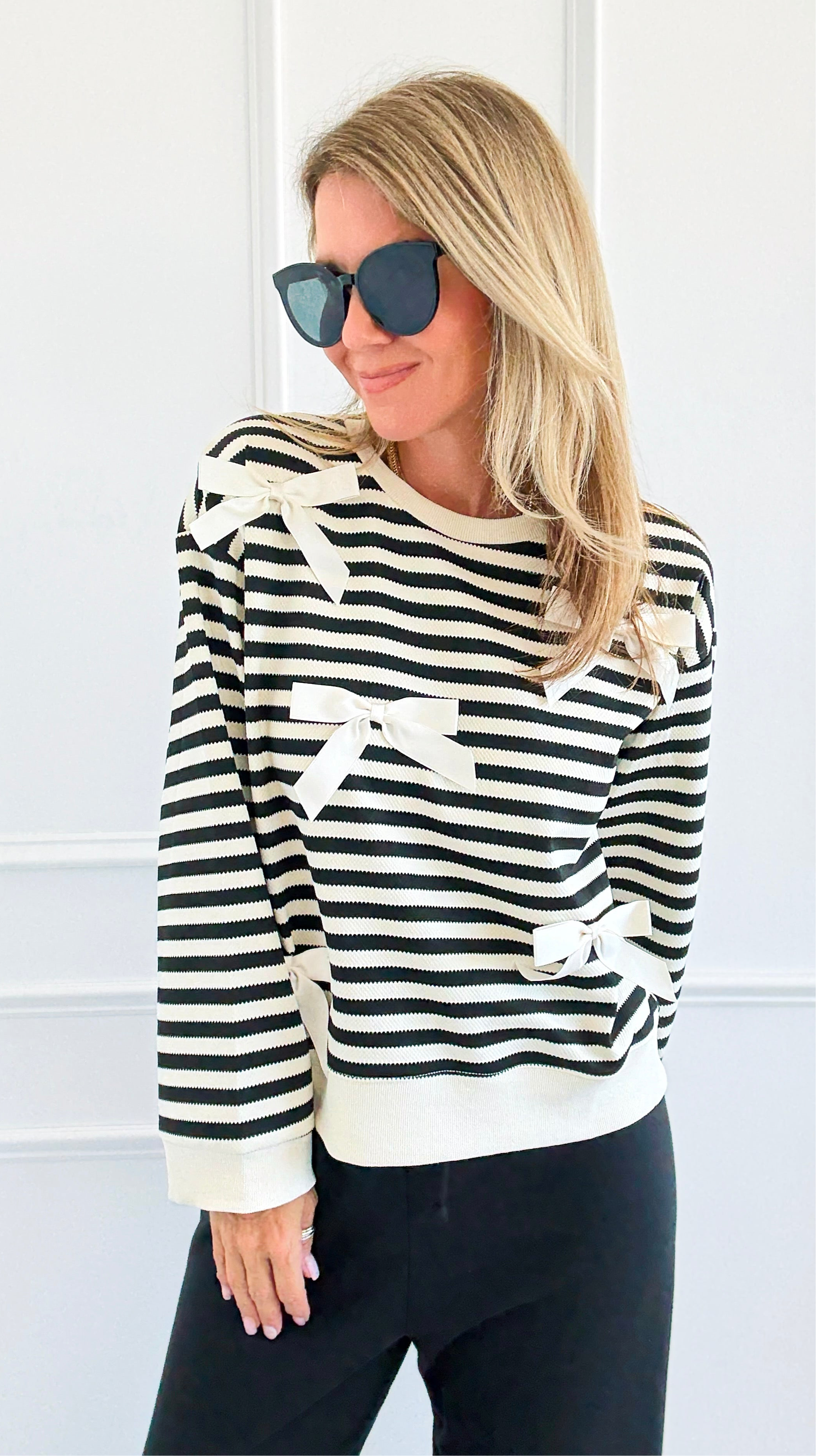 Tied & True Striped Top-130 Long Sleeve Tops-JODIFL-Coastal Bloom Boutique, find the trendiest versions of the popular styles and looks Located in Indialantic, FL