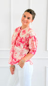 Countryside Reverie Puff Sleeve Top - Red-110 Short Sleeve Tops-GIGIO-Coastal Bloom Boutique, find the trendiest versions of the popular styles and looks Located in Indialantic, FL