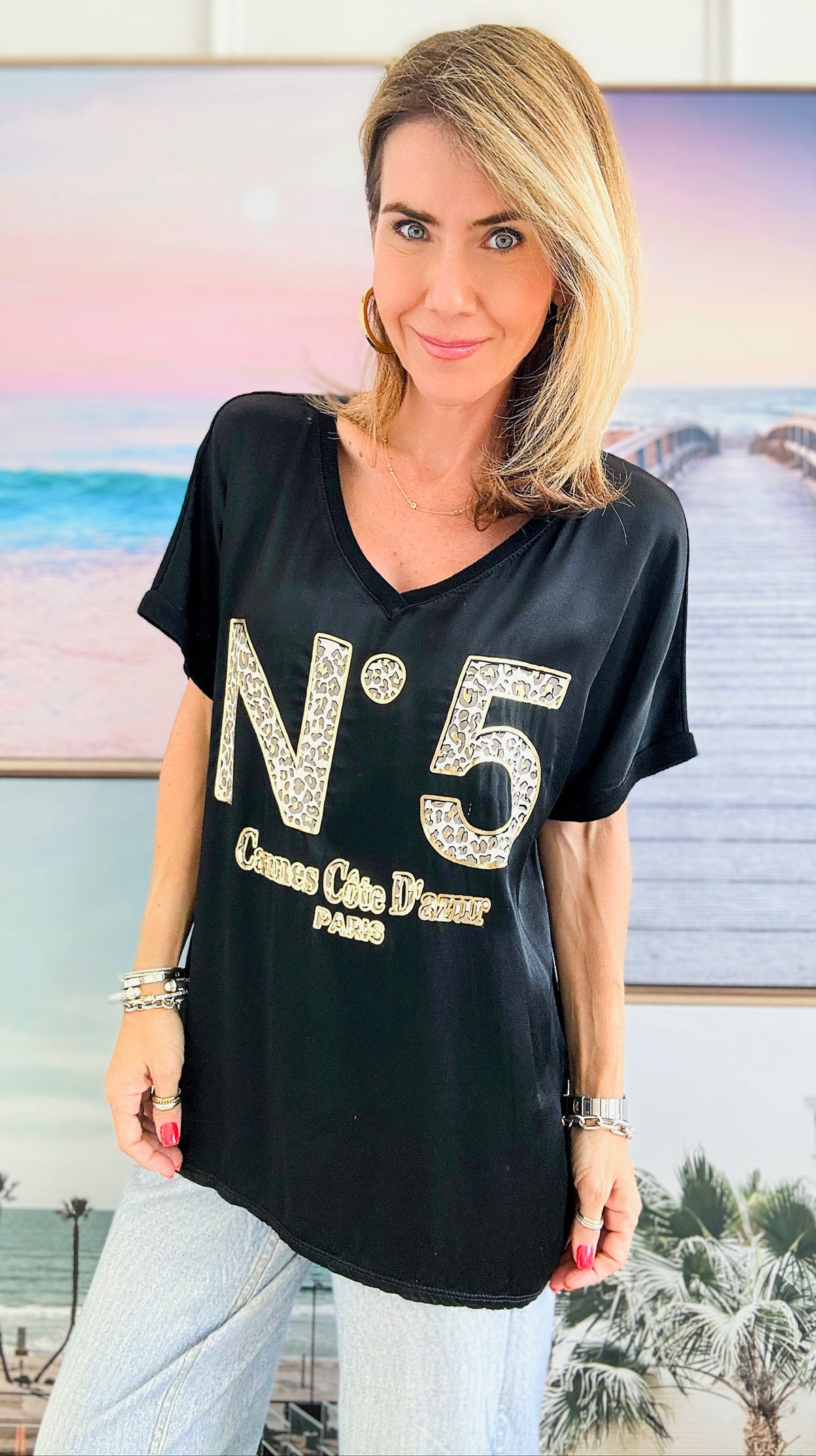 Wild Shine Luxe Italian Top - Black-110 Short Sleeve Tops-Italianissimo-Coastal Bloom Boutique, find the trendiest versions of the popular styles and looks Located in Indialantic, FL