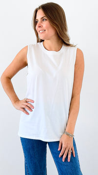 Timeless Essential Tank Top - White-100 Sleeveless Tops-Tres Bien-Coastal Bloom Boutique, find the trendiest versions of the popular styles and looks Located in Indialantic, FL