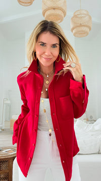 Eileen Fall Shacket - Red-160 Jackets-Rosio-Coastal Bloom Boutique, find the trendiest versions of the popular styles and looks Located in Indialantic, FL