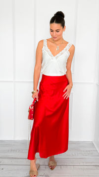 Isabella Italian Skirt- Red-170 Bottoms-SEE YOU IN ROME-Coastal Bloom Boutique, find the trendiest versions of the popular styles and looks Located in Indialantic, FL