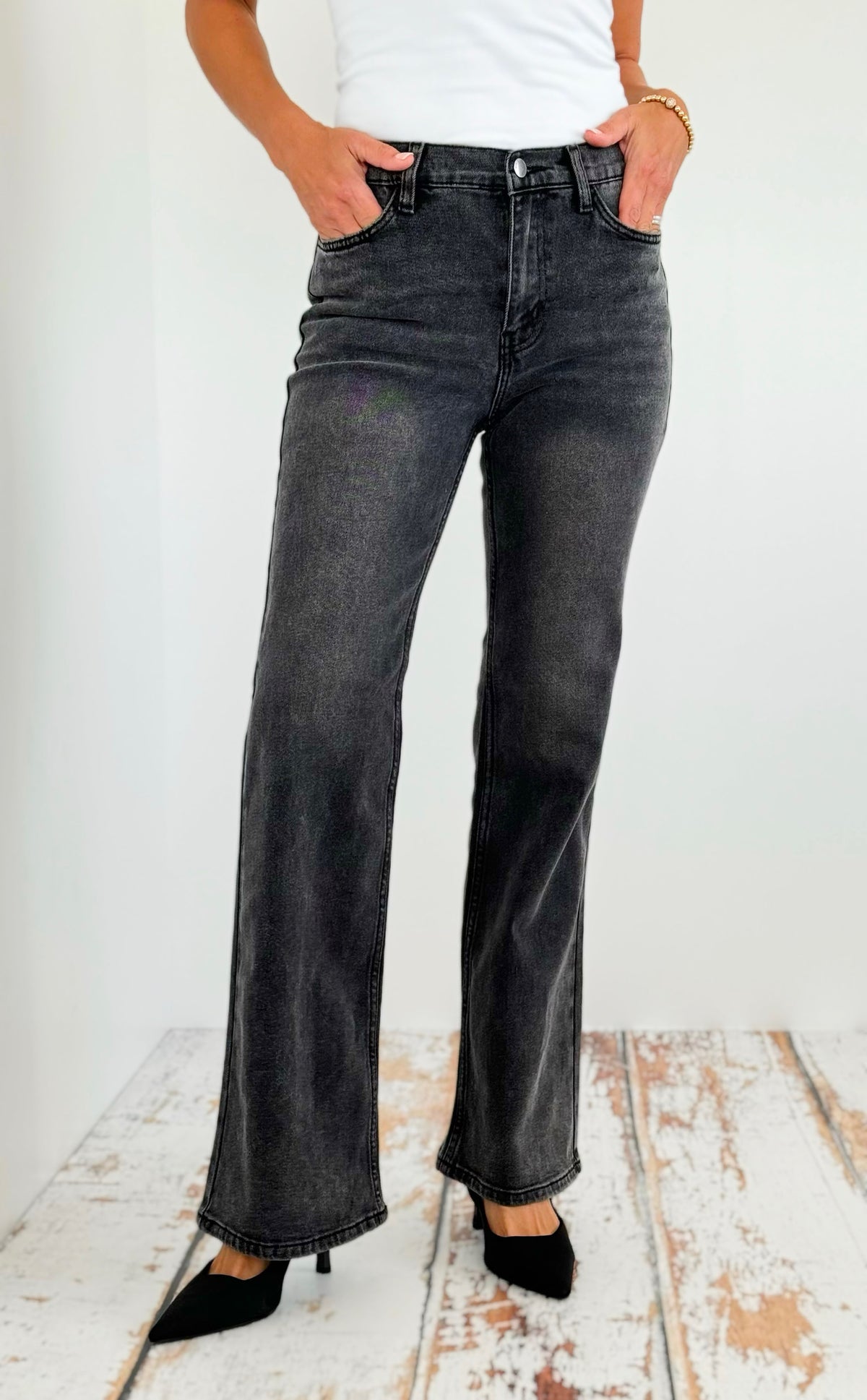 High-Waisted Flare Jeans-190 Denim-Vibrant M.i.U-Coastal Bloom Boutique, find the trendiest versions of the popular styles and looks Located in Indialantic, FL