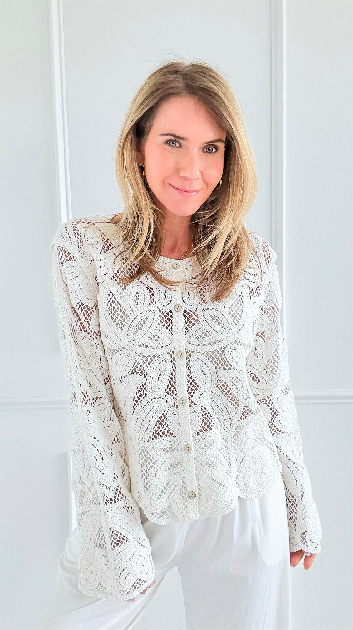 Wildflower Whimsy Crochet Top-110 Long Sleeve Tops-SO ME-Coastal Bloom Boutique, find the trendiest versions of the popular styles and looks Located in Indialantic, FL
