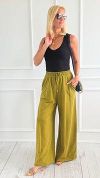 Relaxed Flare-Leg Italian Pant- Pistachio-100 Pants-AZUL MONACO-Coastal Bloom Boutique, find the trendiest versions of the popular styles and looks Located in Indialantic, FL